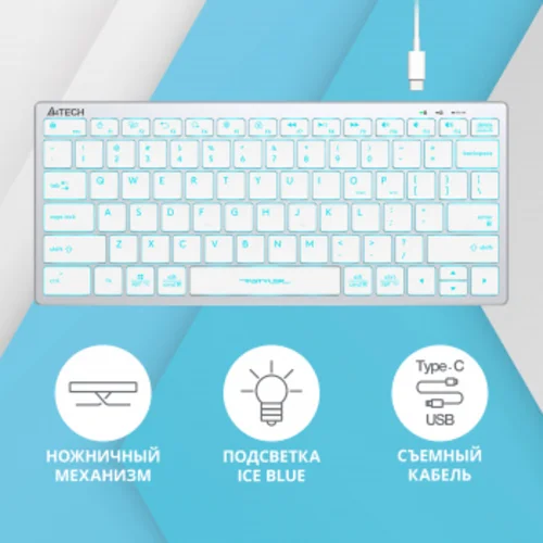 Клавиатура A4Tech Fstyler FX61 белый USB slim LED (FX61 WHITE) Клавиатура A4Tech Fstyler FX61 белый USB slim LED (FX61 WHITE)